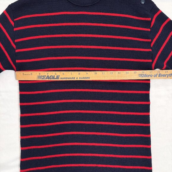 Vintage Rutland Knitwear Navy and Red Stripe British Wool Sweater Size 40/42 - Picture 8 of 12